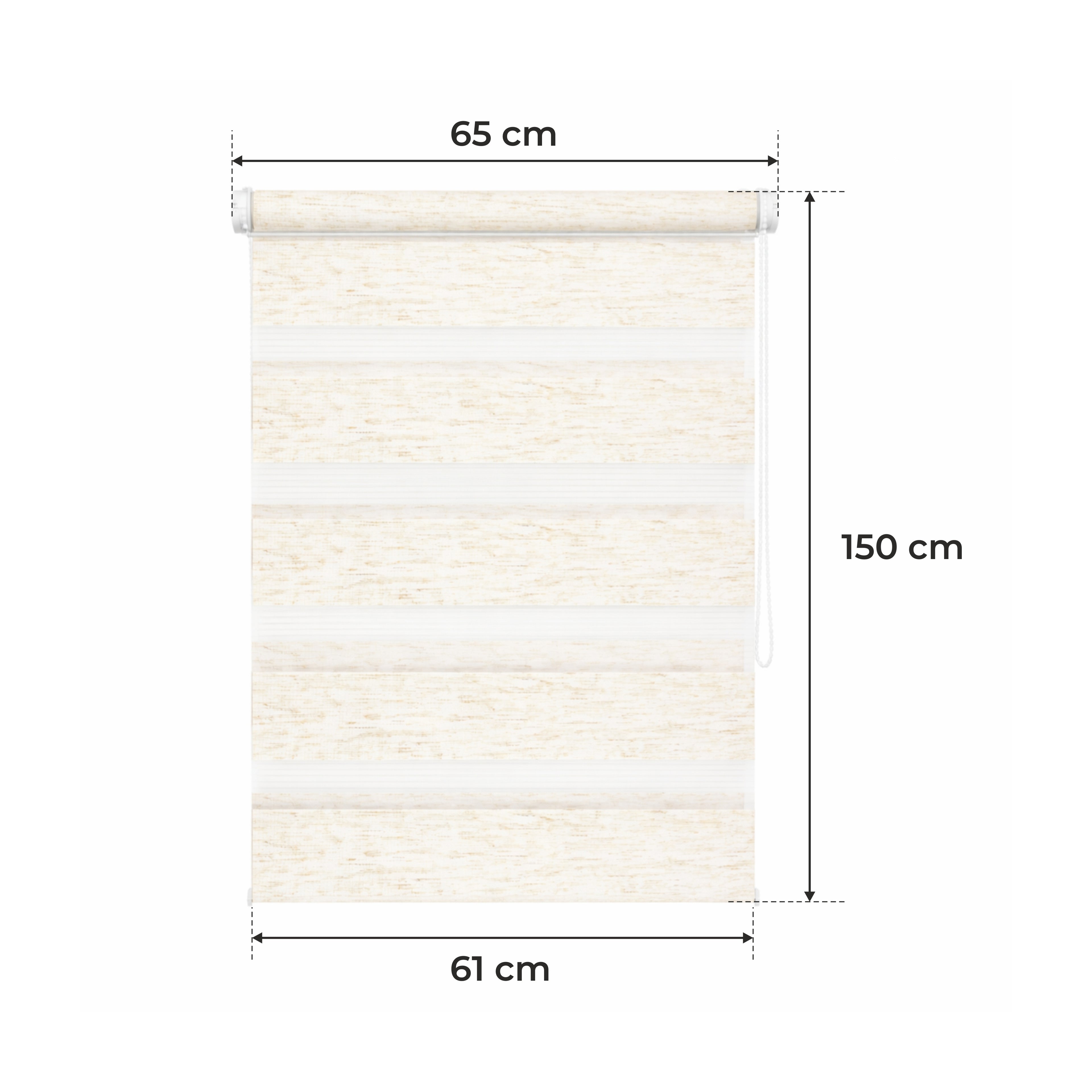 Persiana Día y Noche - Beige Melange - 32 Tamaños - BOJANEK Día y Noche - Instalación No Invasiva en Ventanas, Sin Necesidad de Taladrar, Ajuste por Cadena, Soportes Ajustables para Diferentes Grosos de Ventanas, Diseño Moderno, Protección de Luz y Privac