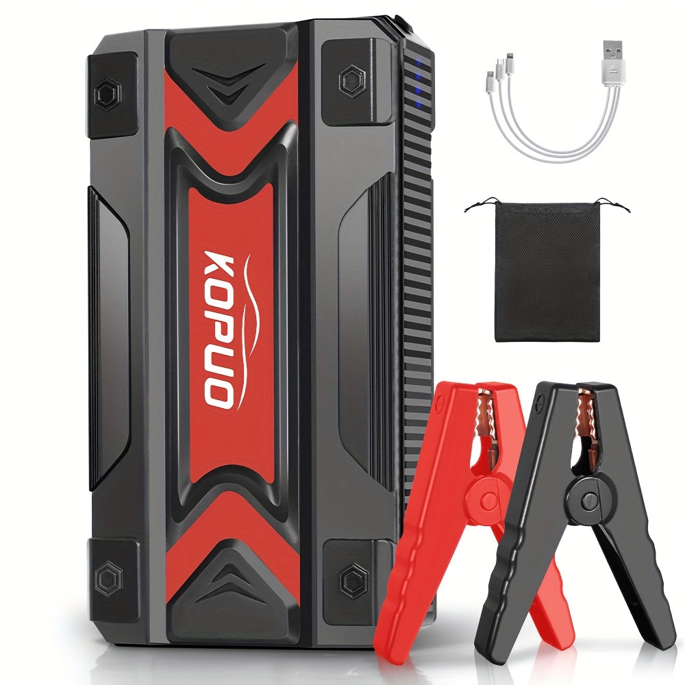 Arrancador de Coche - 12V 3000A Pico, Inicia 6.0L Gasolina/5.0L Diésel en 3s. Carga Rápida USB-C PD para Teléfonos/Portátiles. Linterna LED (SOS/Estroboscópica). Para Coches, SUV, Camiones, Motos, Barcos. Ideal para Viajes, Camping, Invierno, Baterías Mue