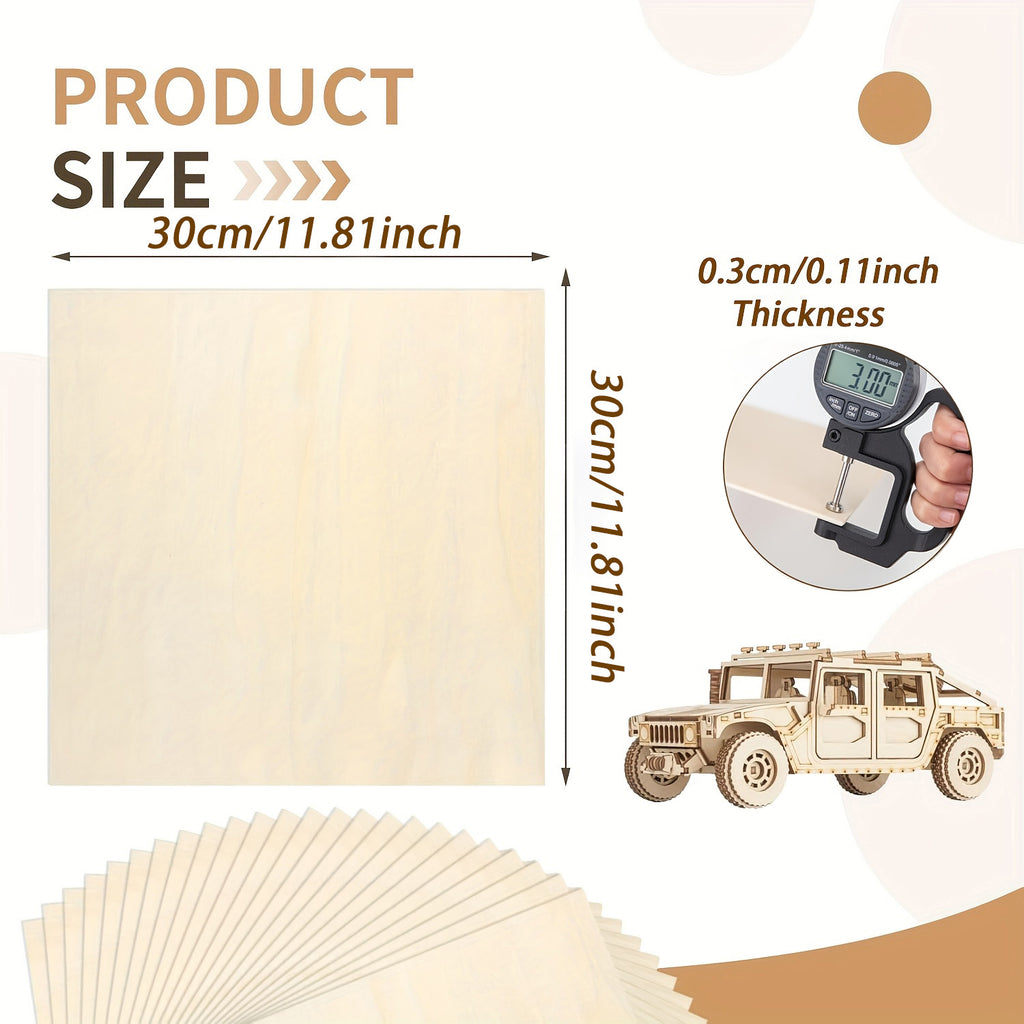 15/29/90 piezas de contrachapado de abedul - TOCOME 300×300×3mm Panel de madera para manualidades de alta calidad, contrachapado sin acabar con veta de madera natural y superficie lisa. Tablero de abedul de 3mm apto para grabado láser, corte CNC, talla de