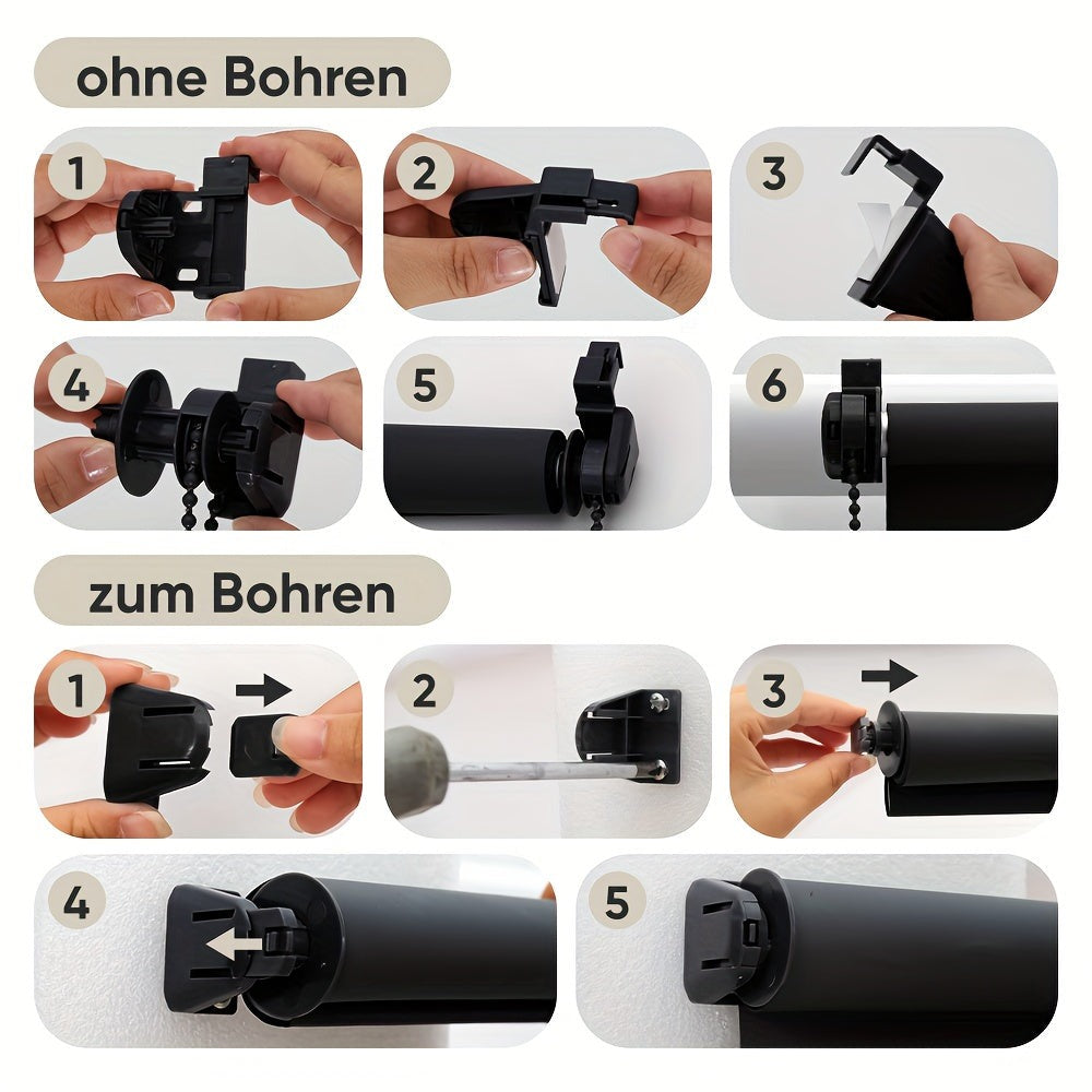 Persiana Blackout Sekey sin perforaciones, fijación con abrazadera, 55 cm de ancho, persiana lateral, protección contra el calor, pantalla de privacidad y protección solar, montaje en pared, montaje en techo, persiana con abrazadera para ventanas y puerta