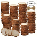 120 discos de madera con corteza, naturales y sin procesar, que miden 5-6 cm, ideales para proyectos artísticos, manualidades, decoraciones navideñas y decoración rústica para bodas