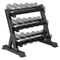 Soporte para mancuernas de 3 niveles, estante para pesas, almacenamiento para gimnasio en casa, 453.59 kg