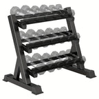Soporte para mancuernas de 3 niveles, estante para pesas, almacenamiento para gimnasio en casa, 453.59 kg
