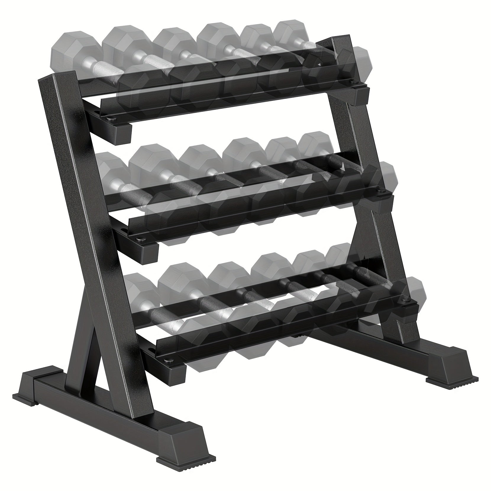 Soporte para mancuernas de 3 niveles, estante para pesas, almacenamiento para gimnasio en casa, 453.59 kg