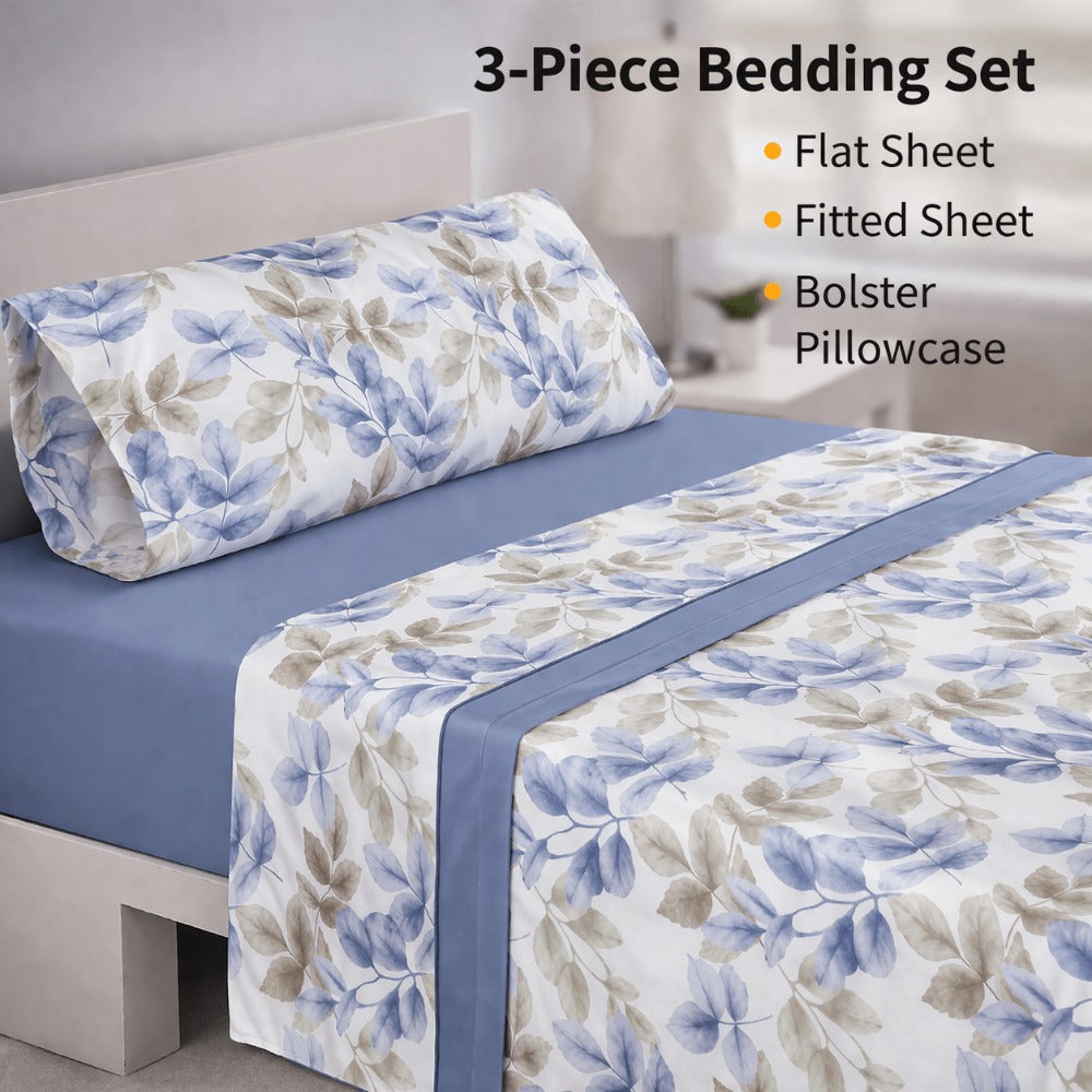 Juego de Sábanas 3 Piezas Estampadas Microfibra – Sábana Bajera Ajustable + Sábana Encimera + Funda Almohada, Suave y Antiárrugas, Cama 90 105 135 150 180, Poliéster microfibra