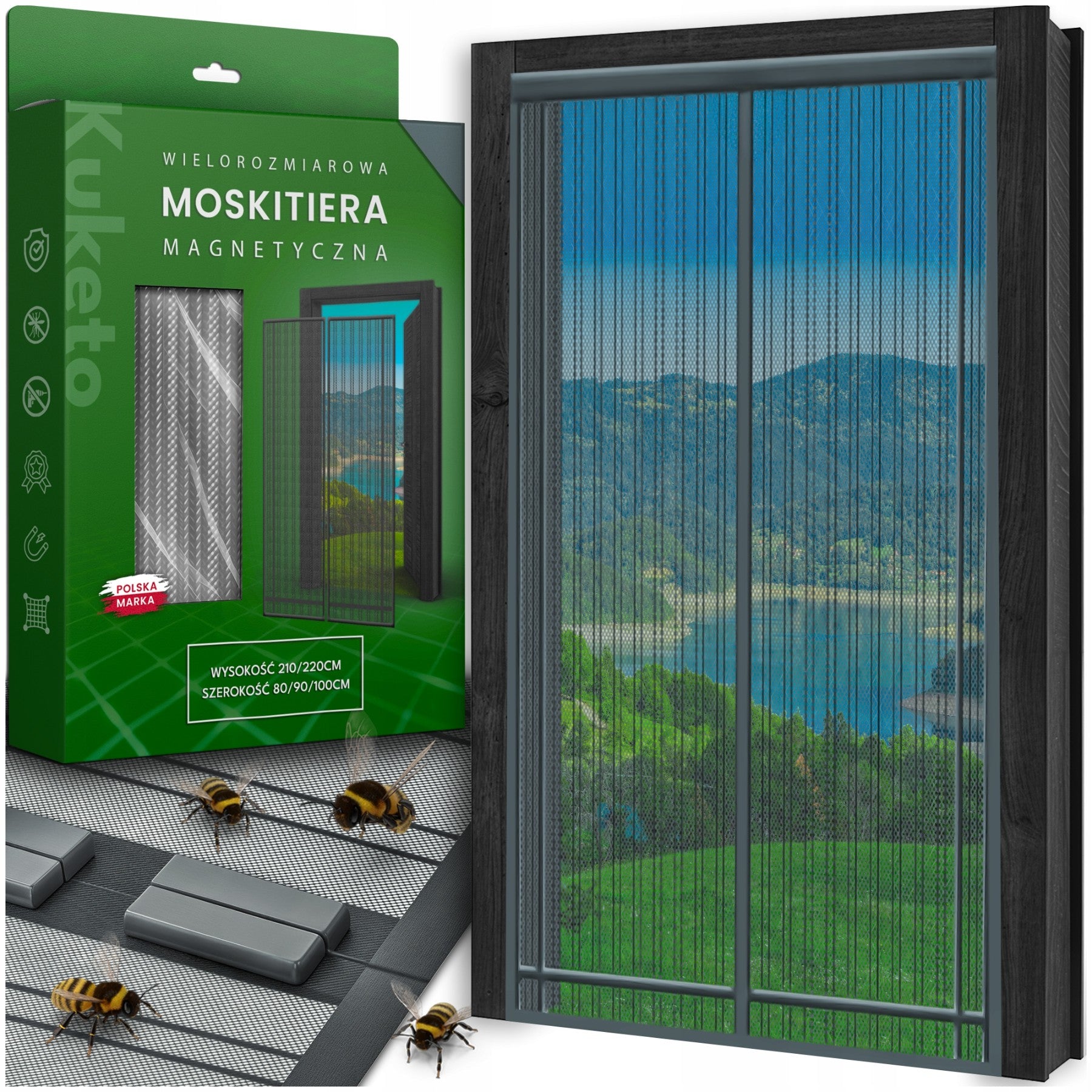 Mosquitera - Magnética Multidimensional para Puertas y Ventanas de Balcón - Mosquitera con Cierre Automático - Variantes de Ancho 80-160 Cm - Longitud 210/220 Cm - Diferentes Colores - para Hogar, Apartamento y Balcón - Protección contra Moscas y Mosquito
