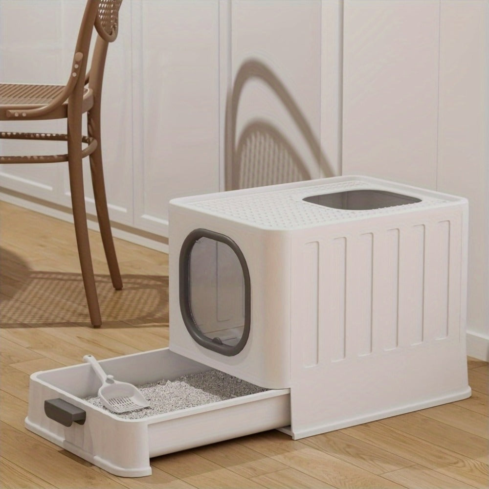 Caja de Arena para Gatos con Tapa: Arena Cerrada para Gatos, Bandeja Grande para Baño de Gatos con Diseño de Cajón de Fácil Limpieza, 38.8 X 35.8 X 48.3Cm, Sin Batería