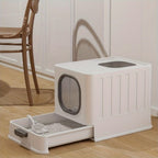 Caja de Arena para Gatos con Tapa: Arena Cerrada para Gatos, Bandeja Grande para Baño de Gatos con Diseño de Cajón de Fácil Limpieza, 38.8 X 35.8 X 48.3Cm, Sin Batería