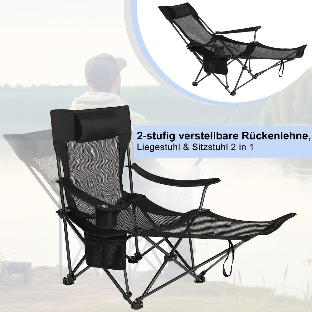1pieza Silla de exterior para muebles de jardín para camping senderismo suministros de ocio al aire libre multifuncional modular 4-en-1 silla plegable de camping pesca asiento de banco de doble propósito (reposapiés extraíble/Ajuste de respaldo de cuatro
