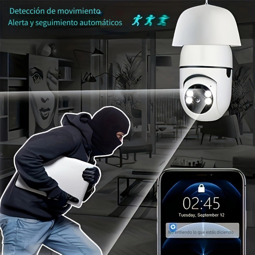 1pc Ease Life App - Cámaras de Seguridad Tipo Bombilla para Interior y Exterior, Cámara Wifi Inalámbrica de 2.4Ghz, 360 Grados, Cámaras de Seguridad con Rosca E27 para Seguridad en el Hogar, Cámaras Tipo Bombilla Seguras, HD 1080P, Visión Nocturna a Todo