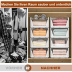 4 piezas Organizador de Armario | Cajón Apilable, Sistema Extensible y Plegable, Caja de Almacenamiento de Ropa de Plástico para Dormitorio, Cocina, Blanco - Furnestorica