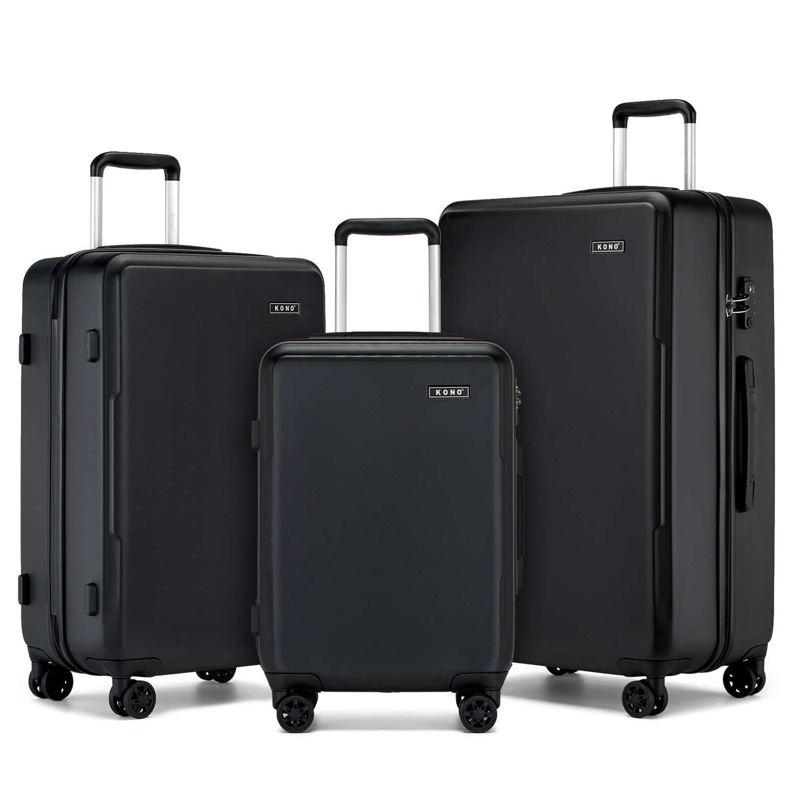 3 piezas de equipaje de cabina Kono de 20/24/28 pulgadas, equipaje de mano, pequeño, PC+ABS, carcasa dura, ligero, duradero, bolsa de viaje con ruedas dobles giratorias, cerradura de seguridad TSA