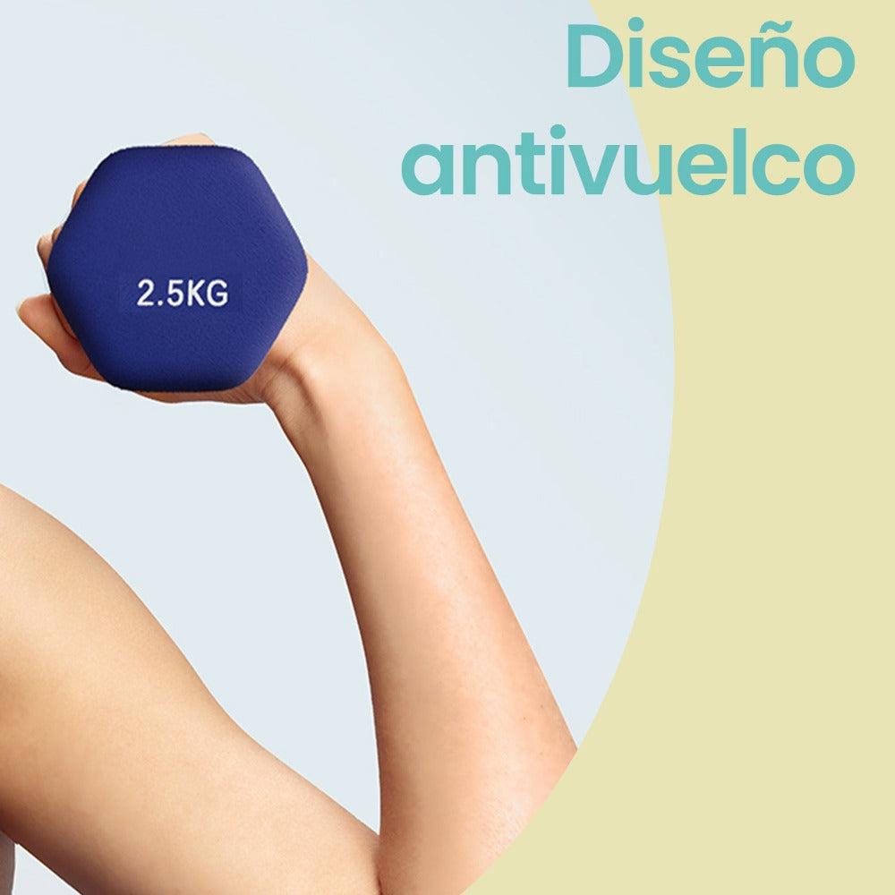 Par Mancuernas Hexagonales con Revestimiento Antideslizante de Neopreno 2 x 2.5 kg Pesas para Ejercicio en Casa, Estable, antideslizante