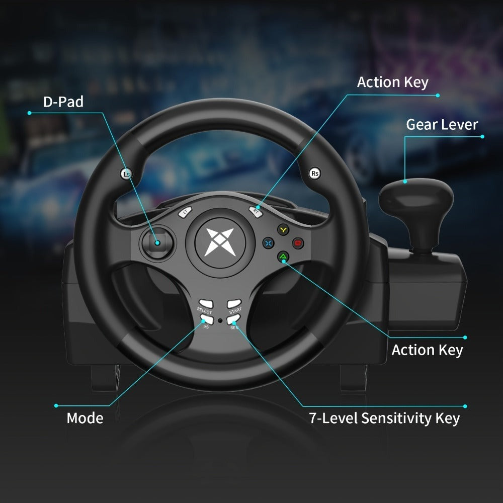 Volante de juego de carreras NBCP con pedales, volante de 270° con retroalimentación de fuerza, para PC, PS4/PS3, Android, simulador de carreras Real Racing