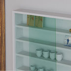 Vitrina para Colecciones y Miniaturas, Estuche de Exhibición de Diseño Moderno con Líneas Cuadradas, Panel Trasero de Madera Blanca, 80 X 10 X 60 Cm