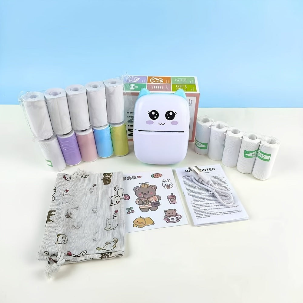 Mini impresora portátil, impresora de etiquetas de bolsillo inalámbrica, incluye un kit de impresora multirrollo, mini impresora compatible con iOS y Android, ideal para etiquetas, notas, listas de tareas y proyectos de bricolaje