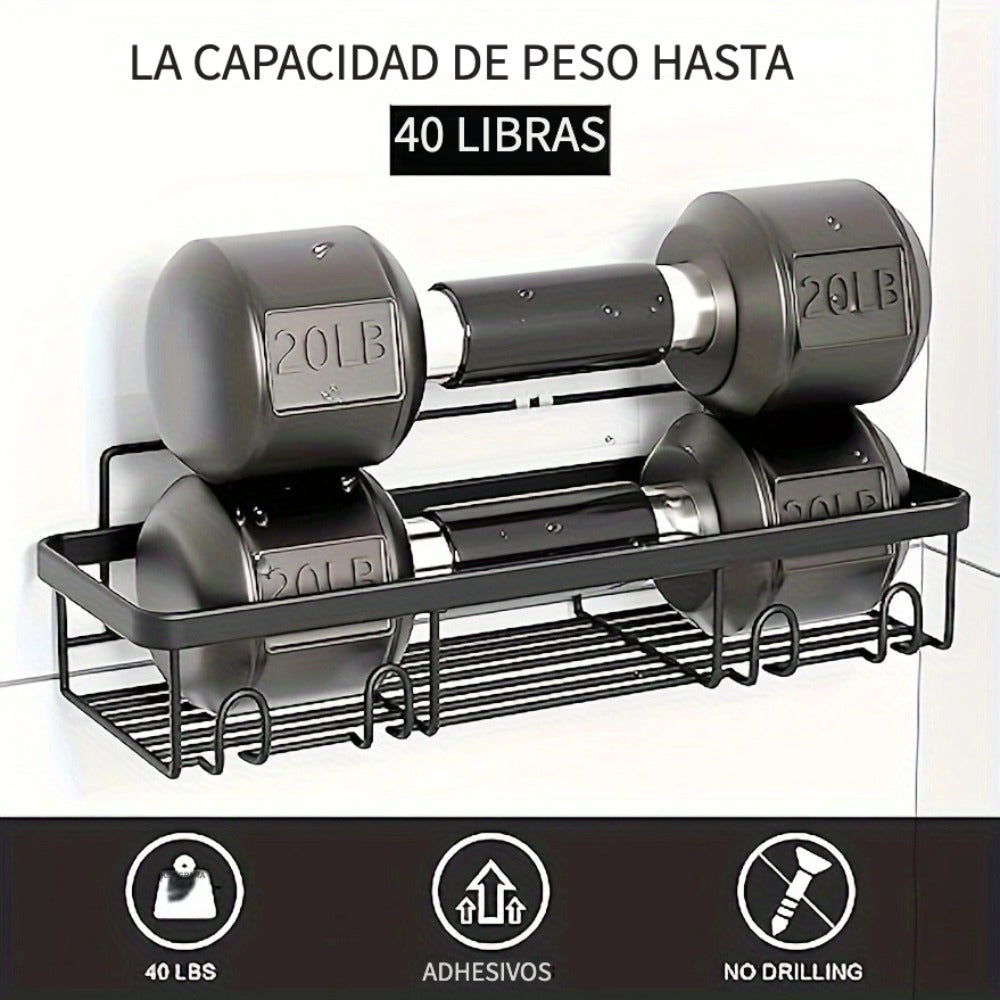 Organizador de ducha adhesivo, paquete de 5 organizadores de baño de acero inoxidable inoxidable a prueba de óxido de gran capacidad, estantes sin taladrar para almacenamiento de baño y decoración del hogar, propiedades de color aleatorio a elegir, organi