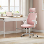 Silla de oficina ergonómica, silla de escritorio con reposacabezas ajustable, soporte lumbar, función de balanceo, reposabrazos plegables, silla para oficina en casa, silla de trabajo