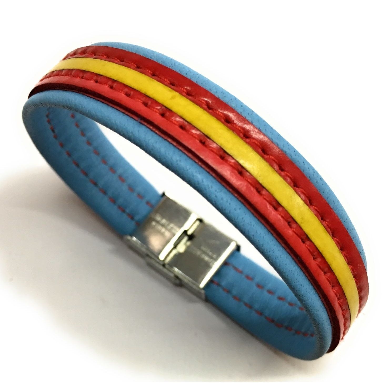 Pulsera De Cuero Bandera De España (Fabricada Artesanalmente) | Complementos de Moda Unisex para Hombres y Mujeres de Estilo Atemporal y Elegante | Regalos Originales y Exclusivos