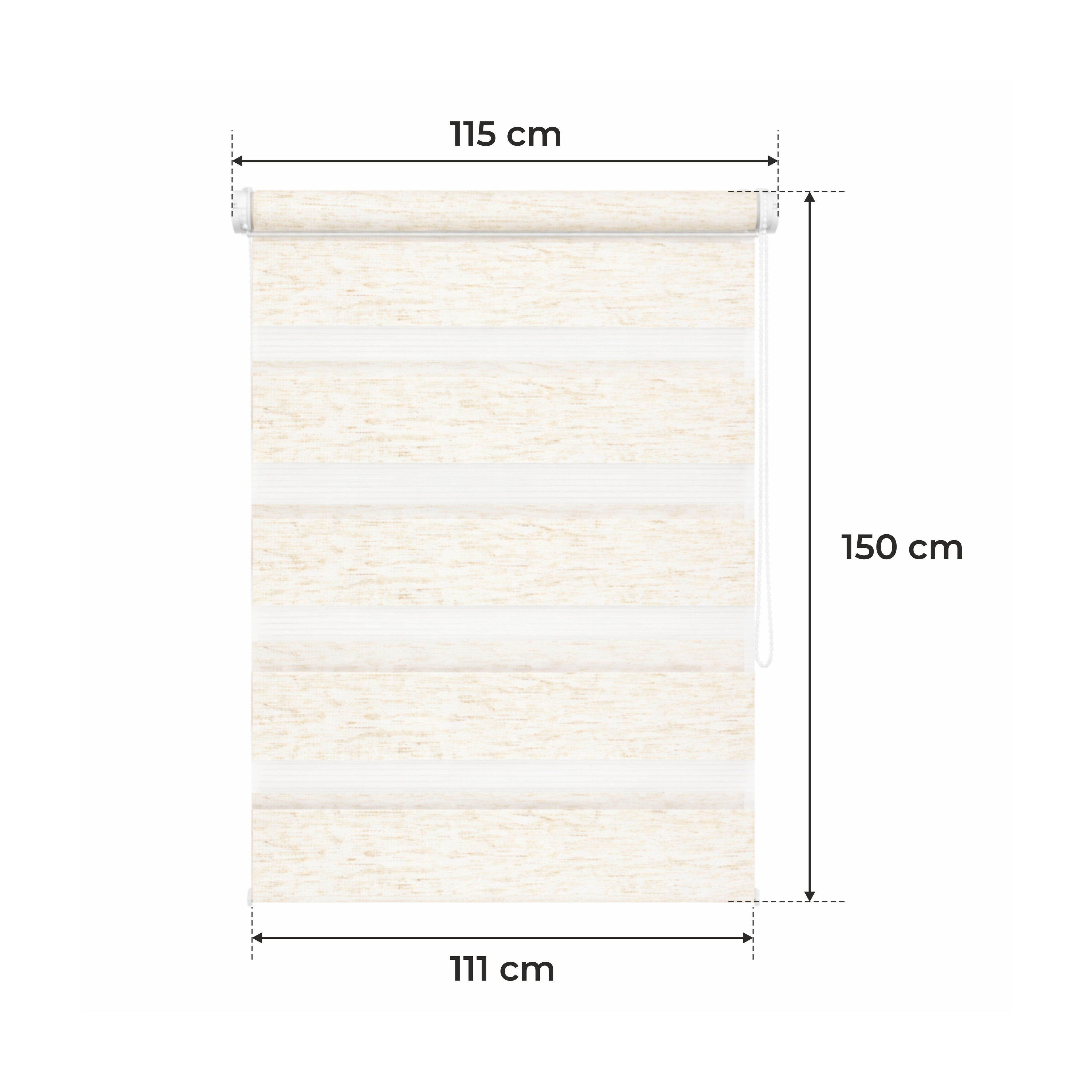 Persiana Día y Noche - Beige Melange - 32 Tamaños - BOJANEK Día y Noche - Instalación No Invasiva en Ventanas, Sin Necesidad de Taladrar, Ajuste por Cadena, Soportes Ajustables para Diferentes Grosos de Ventanas, Diseño Moderno, Protección de Luz y Privac
