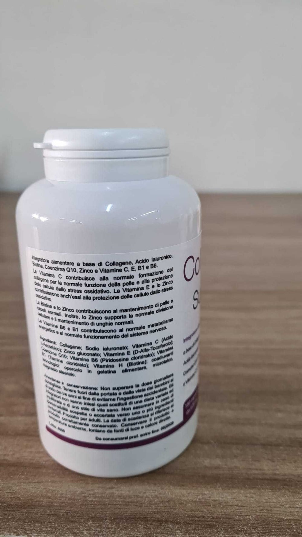 Suplemento de colágeno y ácido hialurónico con coenzima Q10 y biotina - 180 cápsulas - Producto natural - Hecho en Italia - Envío rápido desde almacén local