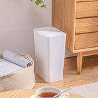 Bote de basura para baño con tapa, 10L / 15L de Capacidad - pequeño cubo de basura con tapa desplegable, Cubo Basura para Oficina, Habitacion, Cocina - Negro/Blanco/Gris
