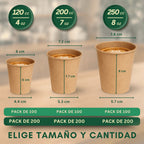 Vasos de Cafe Desechables de Cartón Kraft – Mayor Gramaje y Resistencia al Calor – Ideales para Café para Llevar en Hostelería y Eventos - LAN&LAN