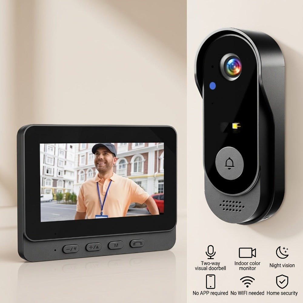 1 Timbre de video inteligente sin varillas, videoportero bidireccional con visión nocturna por infrarrojos, grabación con un toque y comunicación de audio bidireccional. Ideal para vigilancia del hogar, villas y apartamentos. El regalo perfecto para perso