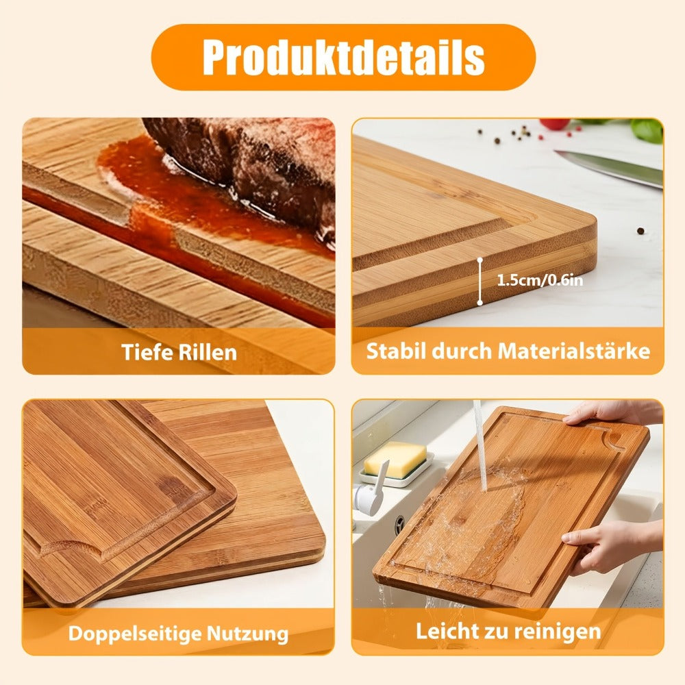 3 piezas de tabla de cortar de bambú, tabla de cortar multifuncional gruesa para carne, verduras, frutas, ideal para Navidad, Halloween, Acción de Gracias, Día de San Valentín, Día de la Madre, cocina, utensilios de cocina de campo, material de bambú, tab