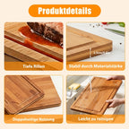3 piezas de tabla de cortar de bambú, tabla de cortar multifuncional gruesa para carne, verduras, frutas, ideal para Navidad, Halloween, Acción de Gracias, Día de San Valentín, Día de la Madre, cocina, utensilios de cocina de campo, material de bambú, tab