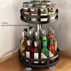 Organizador de Cocina Giratorio 360 Grados - Estante Metálico para Especias con Contenedores de Almacenamiento para Condimentos, Aceites y Vinagre - Opciones de Doble/Triple Capa