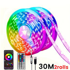Tiras de luces LED inteligentes para dormitorio 5m, RGB con control remoto aplicación