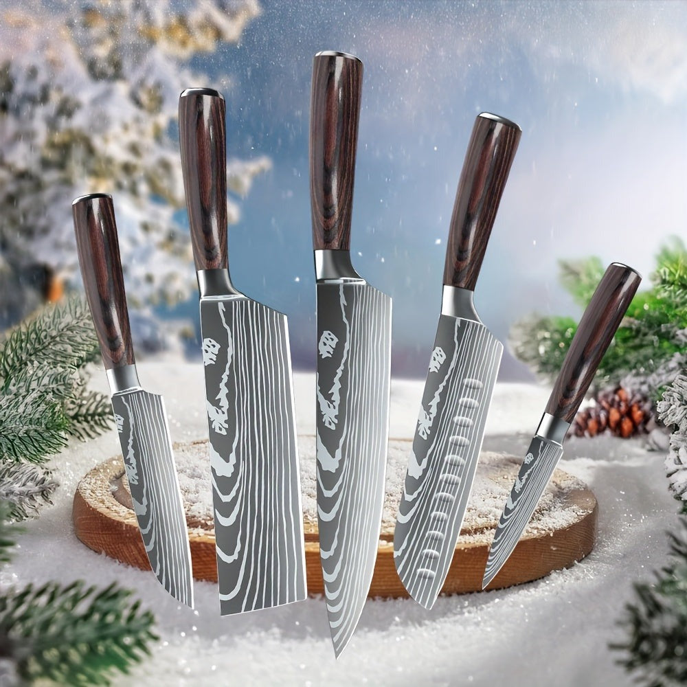 Juego de 5 piezas/Juego de 8 piezas [Caja de regalo + Sello de cintura], Juego de cuchillos de cocina, Cuchillo de chef, Cuchillo para rebanar, Corte de carne y pescado, Un juego puede preparar una variedad de ingredientes, Cocina casera, Hoteles, Restaur