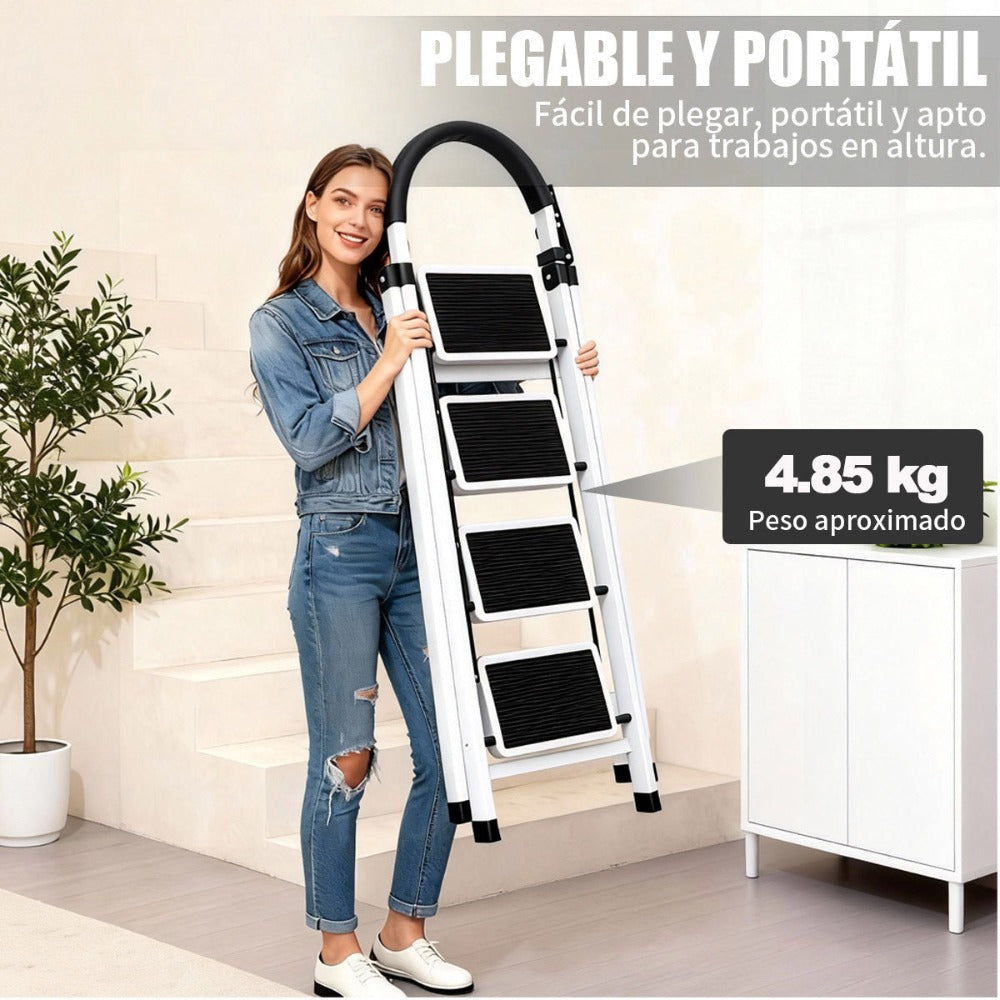Escalera plegable doméstica de acero aleado con pasamanos antideslizante