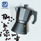 Cafetera Italiana Espresso de Aluminio para Inducción Vitro Gas Eléctrica. Cafetera de distintos tamaños 6/9/12 Tazas - Happy Friends