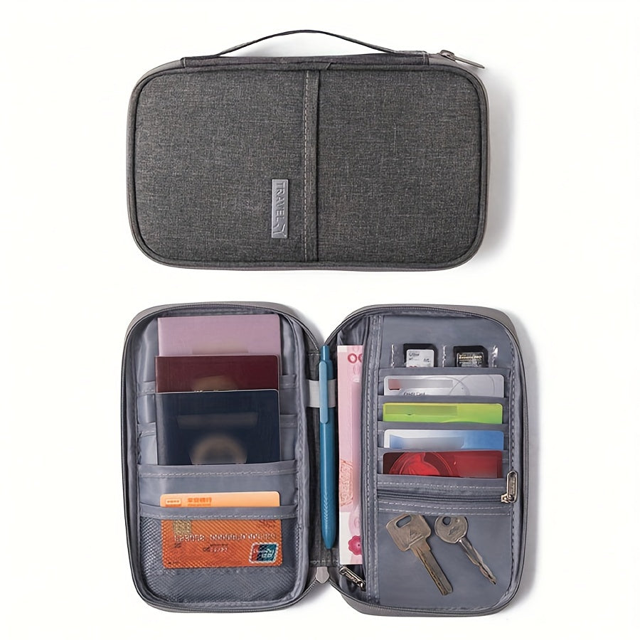 Bolso de Viaje Portátil para Avión, Bolso de Tarjetas de Textura Alta, Bolso de Pasaporte para Viajes de Negocios, Organizador de Documentos Cationico Multifuncional