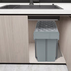 Cubo de Basura Empotrado Debajo del Gabinete, Contenedor de Residuos de Cocina, Recogedor de Basura Extensible, Sistema de Separación de Residuos con Rieles Telescópicos, Gris