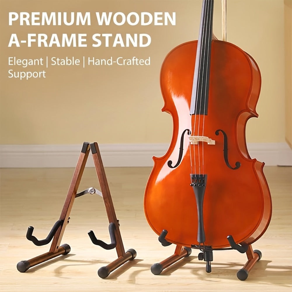 Soporte para guitarra de madera de acacia en forma de A, ajustable y plegable, apto para violines, guitarras, bajos, mandolinas, banjos y ukeleles - Soporte portátil para instrumentos musicales con base de pie, fácil montaje para estudio, sala de práctica