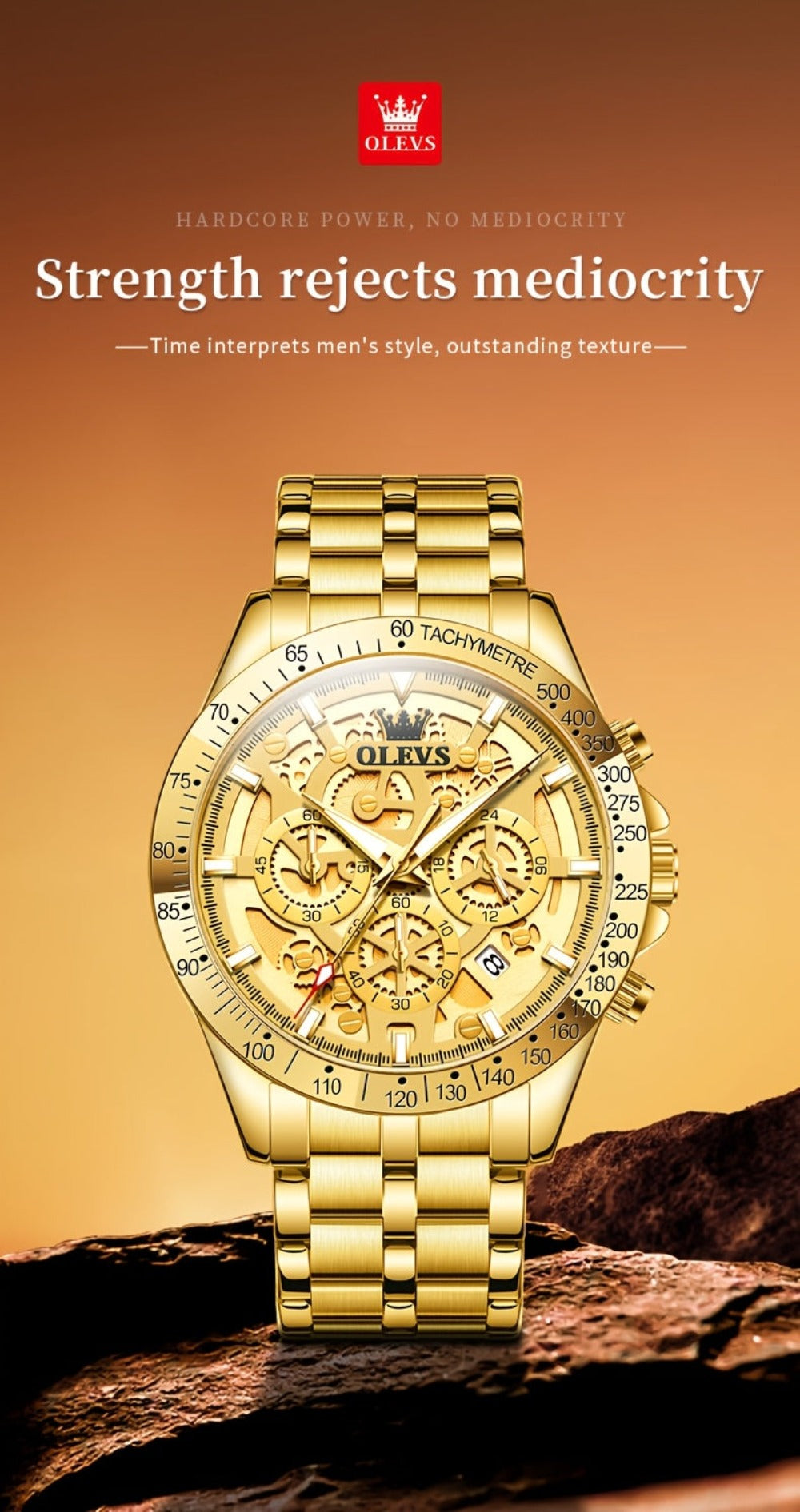 Reloj OLEVS para Hombres Relojes de Acero Inoxidable Lujo Cronógrafo Multifunción con Fecha Clásico Reloj de Negocios para Hombres Regalo para Hombres