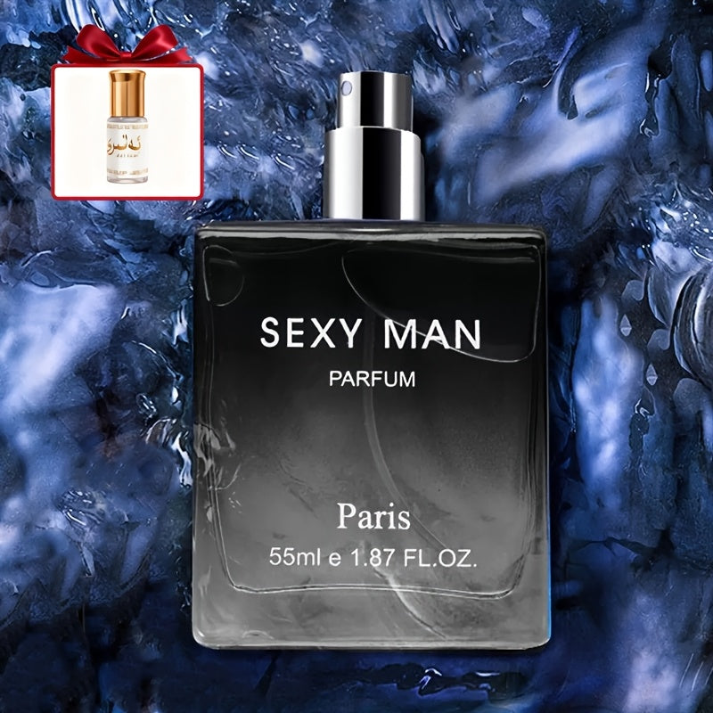 Perfume para hombre de 55 ml + 3 ml, colonia con notas de madera, leche, cítricos y ébano, desprende un aroma caballeroso y duradero, perfecto para citas, fiestas y para regalar, regalos de San Valentín