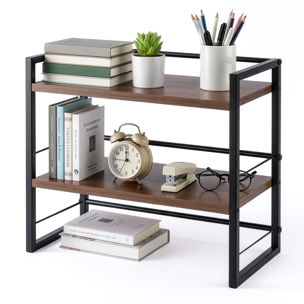 Organizador de estante de escritorio de madera, estantería de escritorio de oficina, estante de almacenamiento y decoración de gabinete, estante para escritorio y tocador, accesorio de estantería, estante de almacenamiento