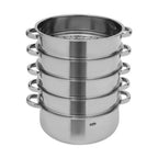 CNCEST Vaporera de acero inoxidable de 5 niveles, vaporera de acero inoxidable de 5 niveles de 28 cm, para cocer al vapor y cocinar pescado, camarones, cangrejo, arroz, verduras, bollos, sopa, apta para vitrocerámicas y estufas de gas