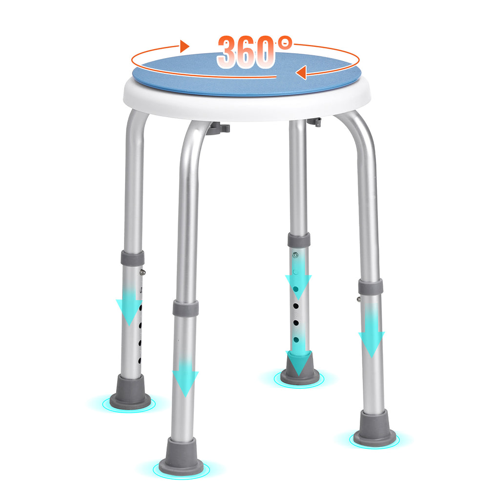 Silla de ducha VEVOR giratoria 360 grados, asiento ajustable de silla de ducha, silla de baño para ducha o bañera interior, banco antideslizante, asiento de bañera para personas mayores, discapacitados y personas con discapacidad, capacidad de 136,1 kg