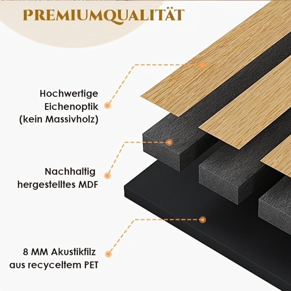 4 paneles acústicos 3D de 120X60X2.1Cm, 2.88Sqm - 4 piezas, paneles de pared con aspecto de madera, materiales de aislamiento acústico, revestimiento de pared para aislamiento acústico eficaz, con aislamiento acústico de fieltro, para estudio de grabación