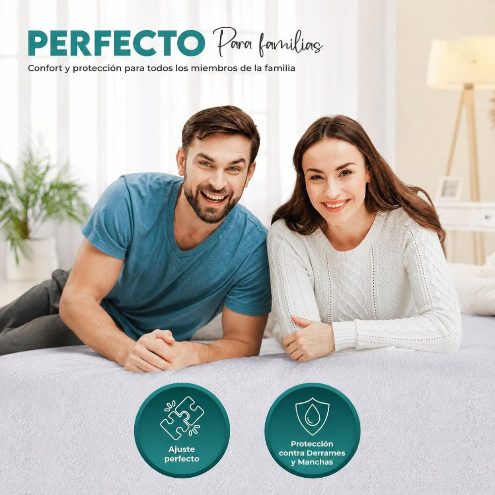 KingnetStore - Protector de colchón/Cubre colchón Ajustable, de Rizo, Transpirable. Elástico En Todo El Contorno. Variedad de Medida Disponible, Colchón hasta 30 CM Altura