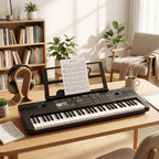 Piano electrónico de 61 teclas, piano ideal para principiantes, piano electrónico portátil, con 16 tonos, 8 efectos de sonido de percusión, 10 ritmos, 6 demostraciones, altavoces incorporados, sonido de alta calidad, es la mejor opción para entusiastas de