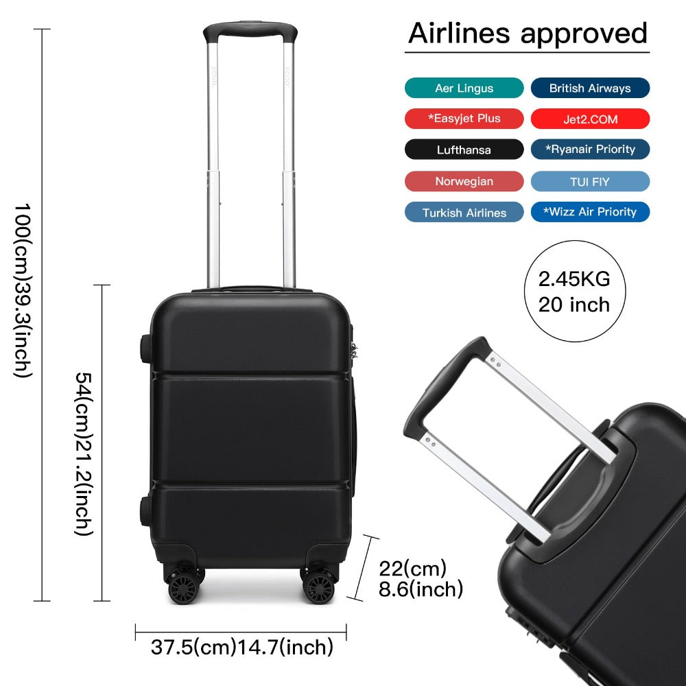 1 pieza de maleta de cabina de 20 pulgadas (55 cm) de ABS prémium con candado de combinación seguro para viajes sin esfuerzo, regreso a clases, regalo de vacaciones
