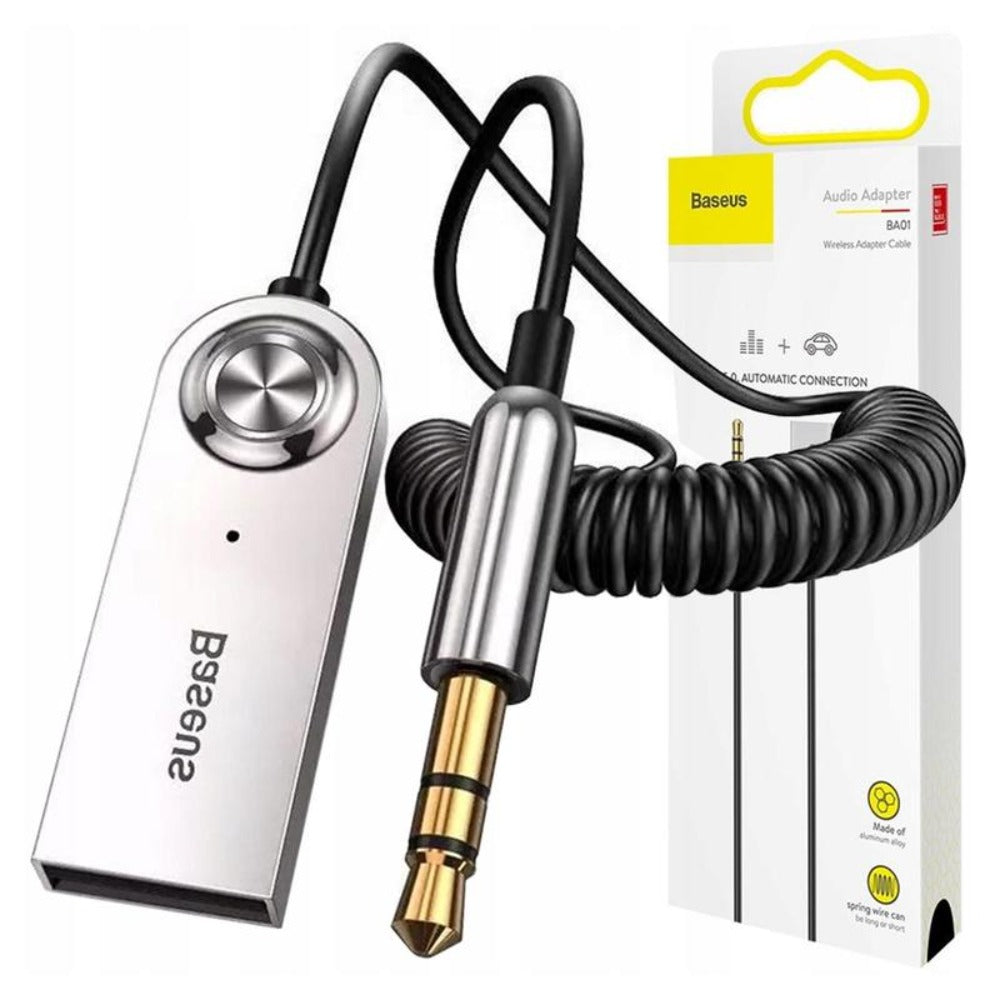 Adaptador de audio Bluetooth 5.0 Baseus USB - AUX, conexión de audio inalámbrica, negro, alta calidad, compatible con la mayoría de los dispositivos.