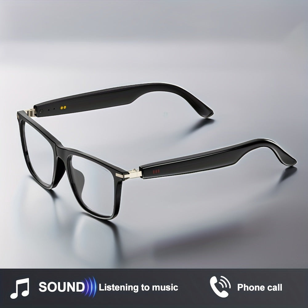 Gafas de Audio Inteligentes Multifuncionales con Altavoz Integrado y Tecnología Soundwave, Compatibles Con Llamadas Inalámbricas, Responder/Rechazar llamadas, Escuchar Música en las Gafas, Control por Foto, 85mAh*2 Batería Grande, Gran Autonomía, Diseño E