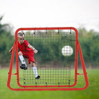 Red de Rebote de Fútbol 100x65cm Pared de Rebote Plegable con 4 Niveles Ajustables Accesorios de Entrenamiento Red de Acero Rojo + Red de PE para Patear, para Ejercicio, Fútbol, etc